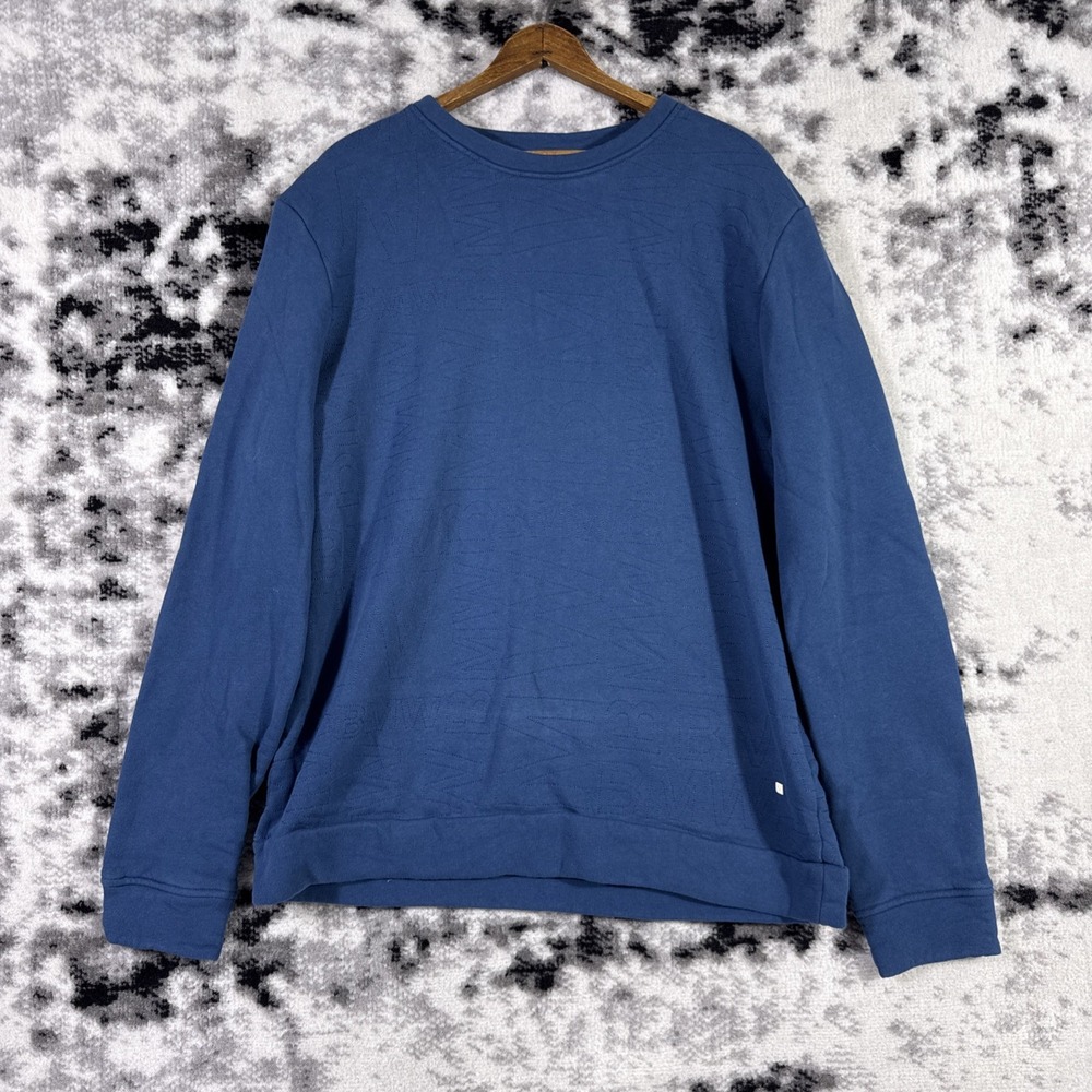 BMW‎ Logo Stitch Print Sweatshirt Mens Size Extra Large Blue Long Sleeve Cotton